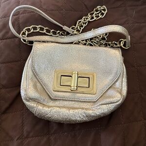 Cache Elegant Gold Chain Genuine Leather Crossbody Bag